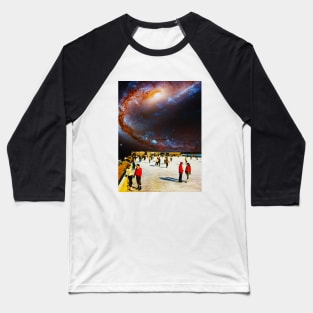 Galaxy Skating - Space Collage, Retro Futurism, Sci-Fi Baseball T-Shirt